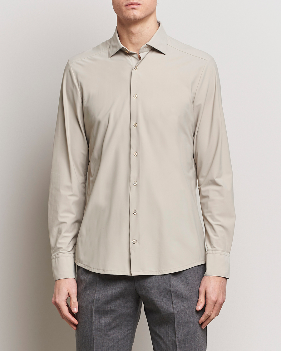 Herr | Skjortor | Stenströms | Slimline Cut Away 4-Way Stretch Shirt Clay