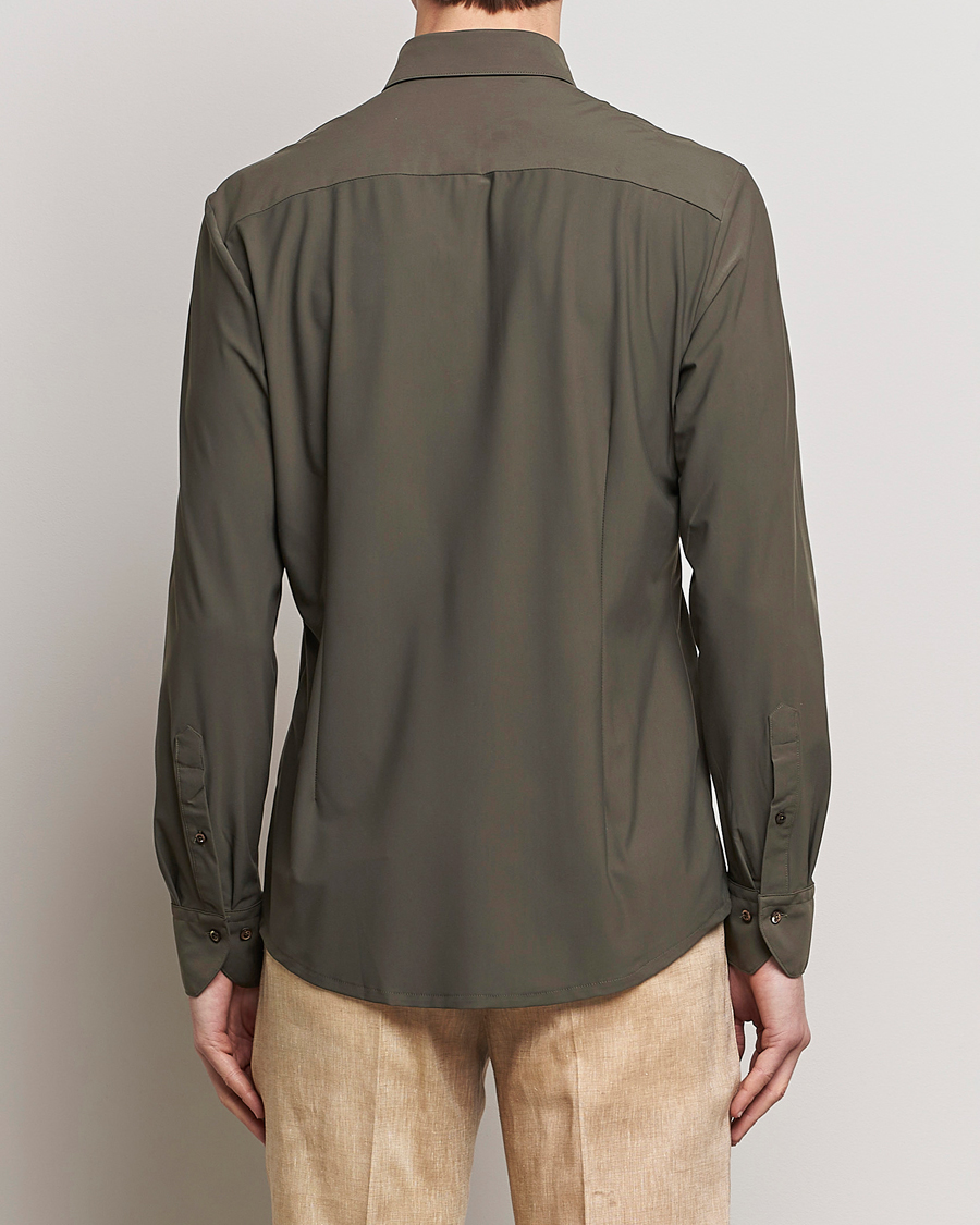 Herren | Hemden | Stenströms | Slimline Cut Away 4-Way Stretch Shirt Dark Green