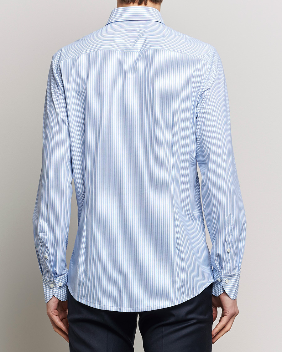 Herren | Hemden | Stenströms | Slimline Striped Cut Away 4-Way Stretch Shirt Blue