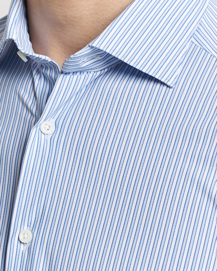 Herren | Hemden | Stenströms | Slimline Striped Cut Away 4-Way Stretch Shirt Blue