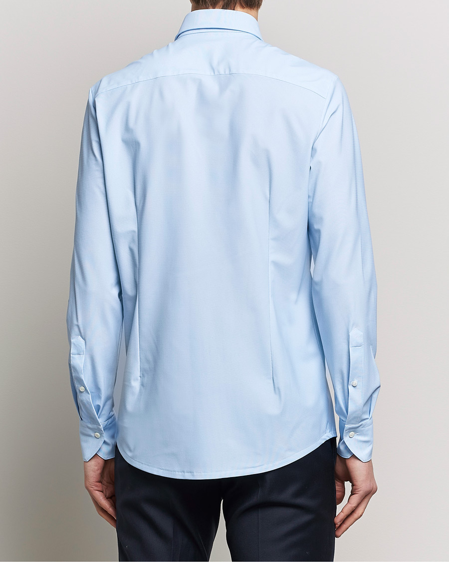 Herren | Hemden | Stenströms | Slimline Micro Check Cut Away 4-Way Stretch Shirt Blue