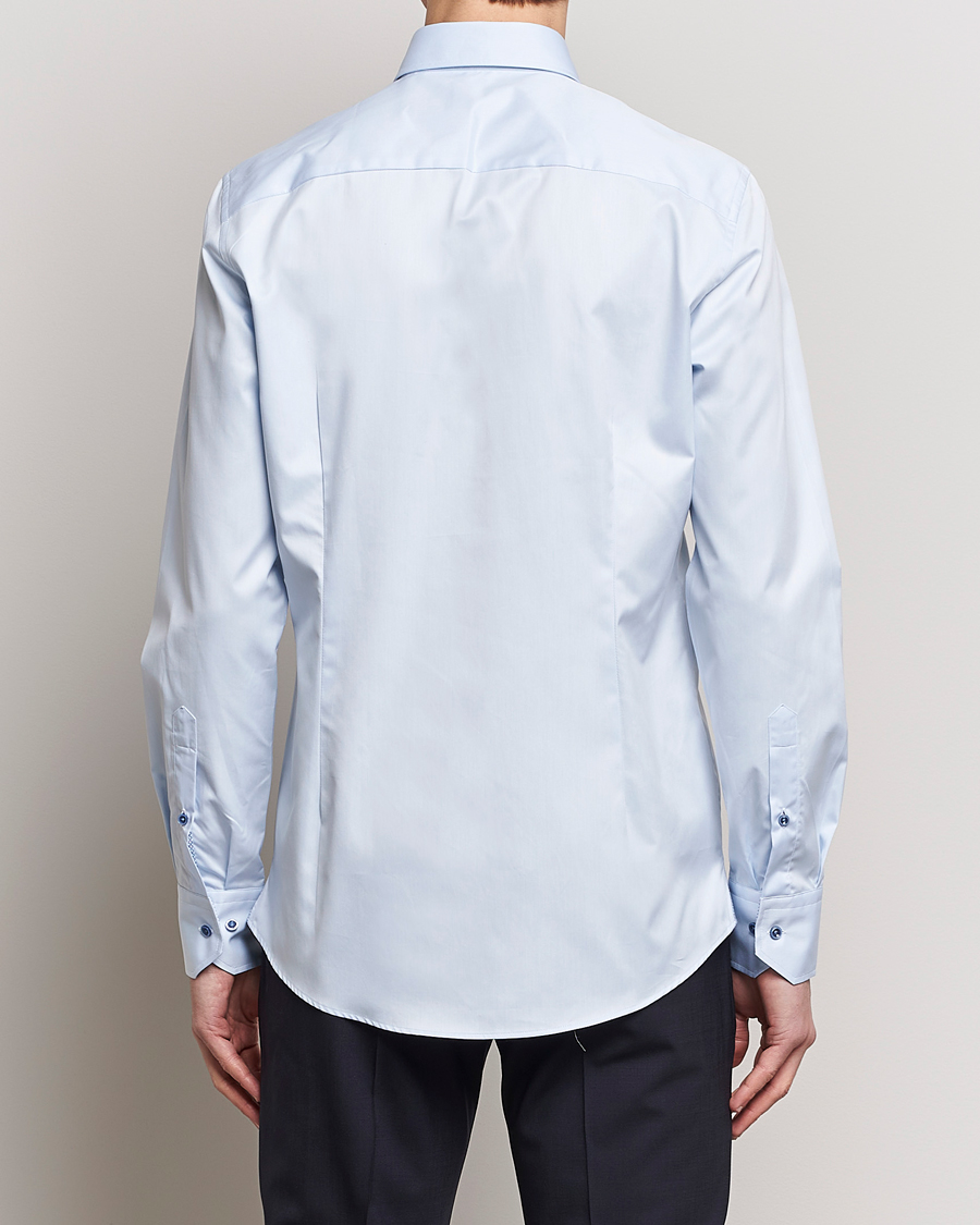 Herren | Hemden | Stenströms | Slimline Cut Away Print Contrast Shirt Light Blue