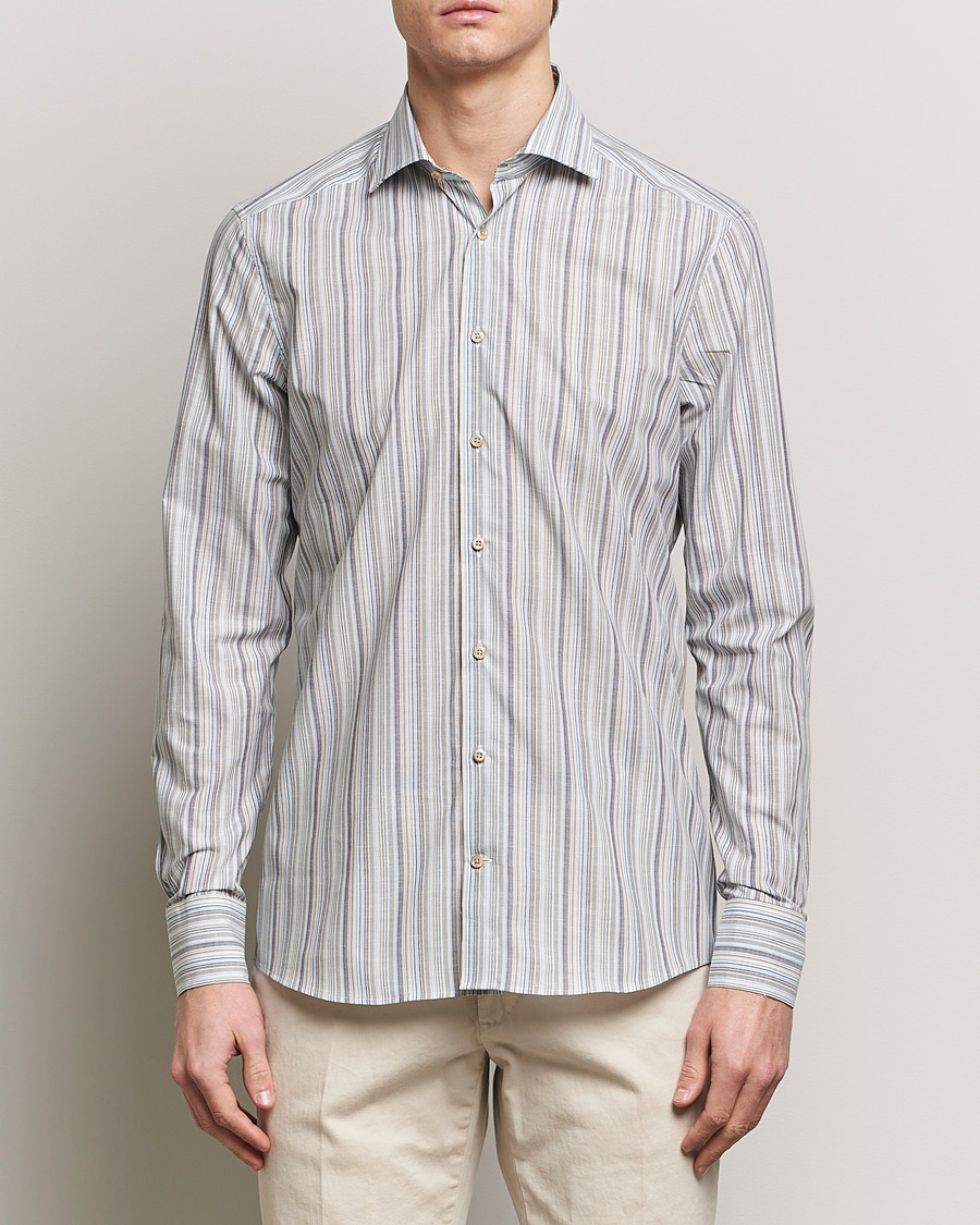 Herren | Formelle Hemden | Stenströms | Slimline Multi Stripe Cut Away Shirt Multi