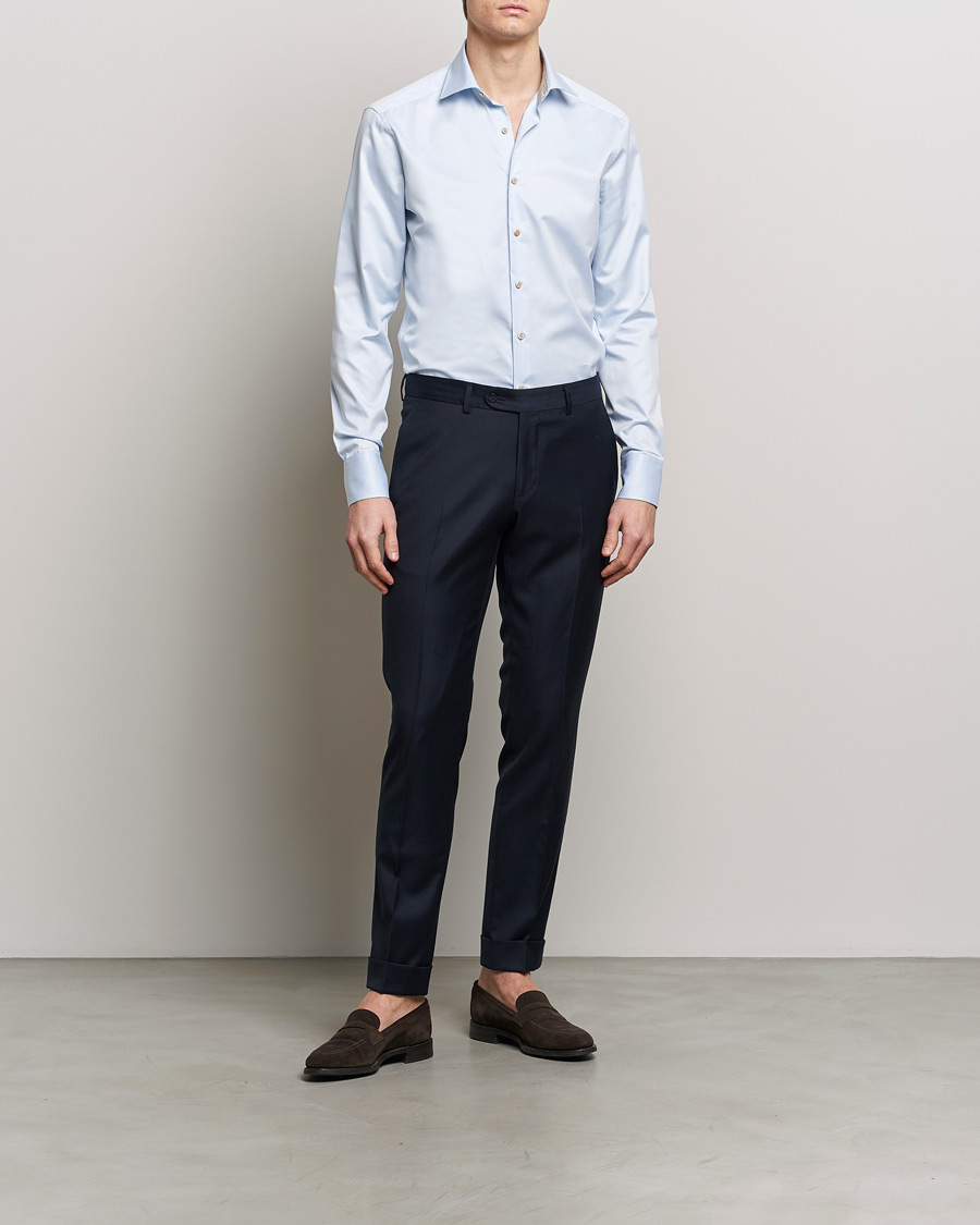 Herren | Treue-Rabatt für Stammkunden | Stenströms | Slimline Multi Stripe Contrast Cut Away Shirt Light Blue
