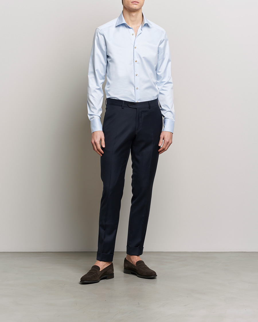 Herren | Hemden | Stenströms | Slimline Multi Stripe Contrast Cut Away Shirt Light Blue