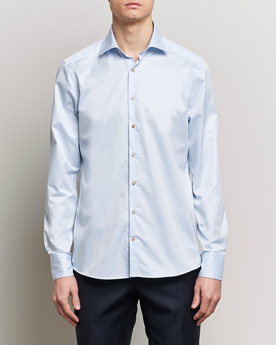 Herren | Hemden | Stenströms | Slimline Multi Stripe Contrast Cut Away Shirt Light Blue