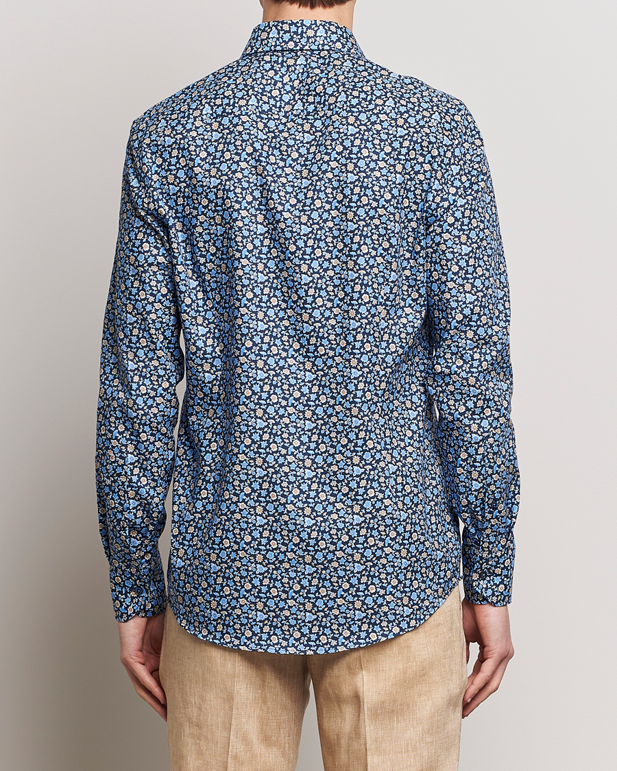 Herren | Hemden | Stenströms | Slimline Cut Away Printed Flower Shirt Navy