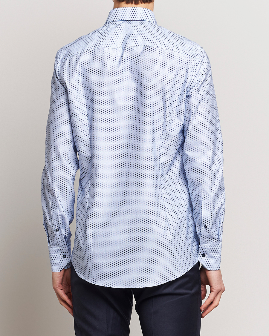 Herren | Hemden | Stenströms | Slimline Cut Away Small Flower Print Shirt Blue