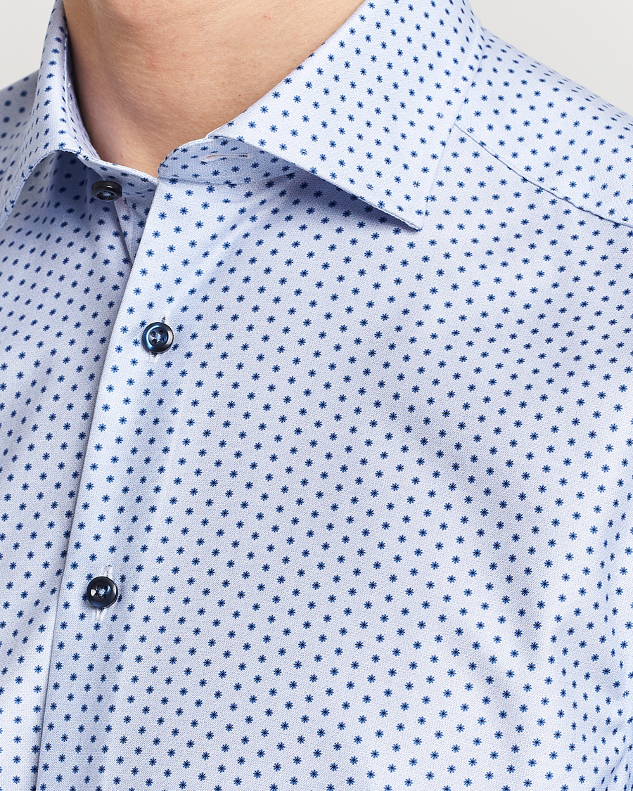 Herren | Hemden | Stenströms | Slimline Cut Away Small Flower Print Shirt Blue
