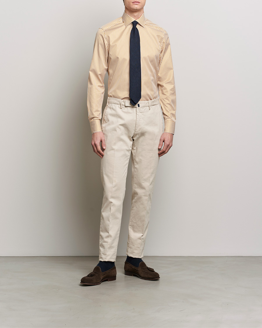 Herren | Treue-Rabatt für Stammkunden | Stenströms | Slimline Cut Away Striped Shirt Yellow