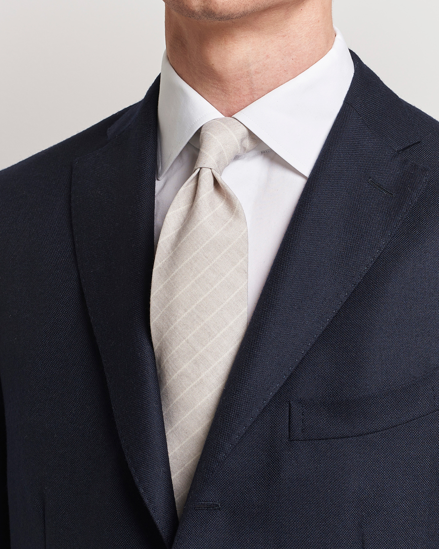 Herren | Stenströms Striped Cotton/Wool Tie Grey | Stenströms | Striped Cotton/Wool Tie Grey