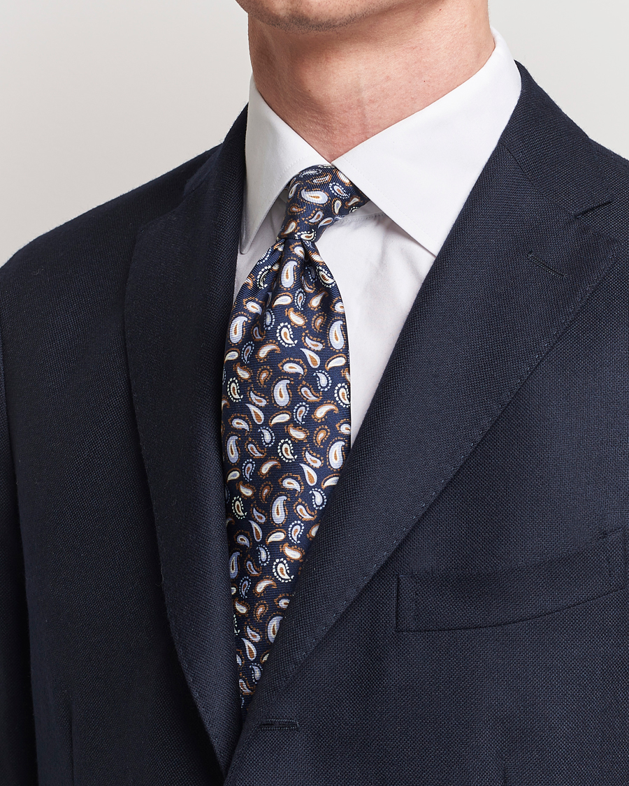 Herren |  | Stenströms | Paisley Silk Tie Navy