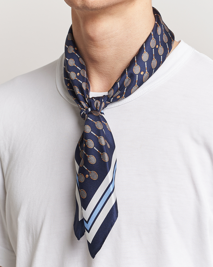 Herr | Scarves | Stenströms | Silk Tennis Bandana Navy