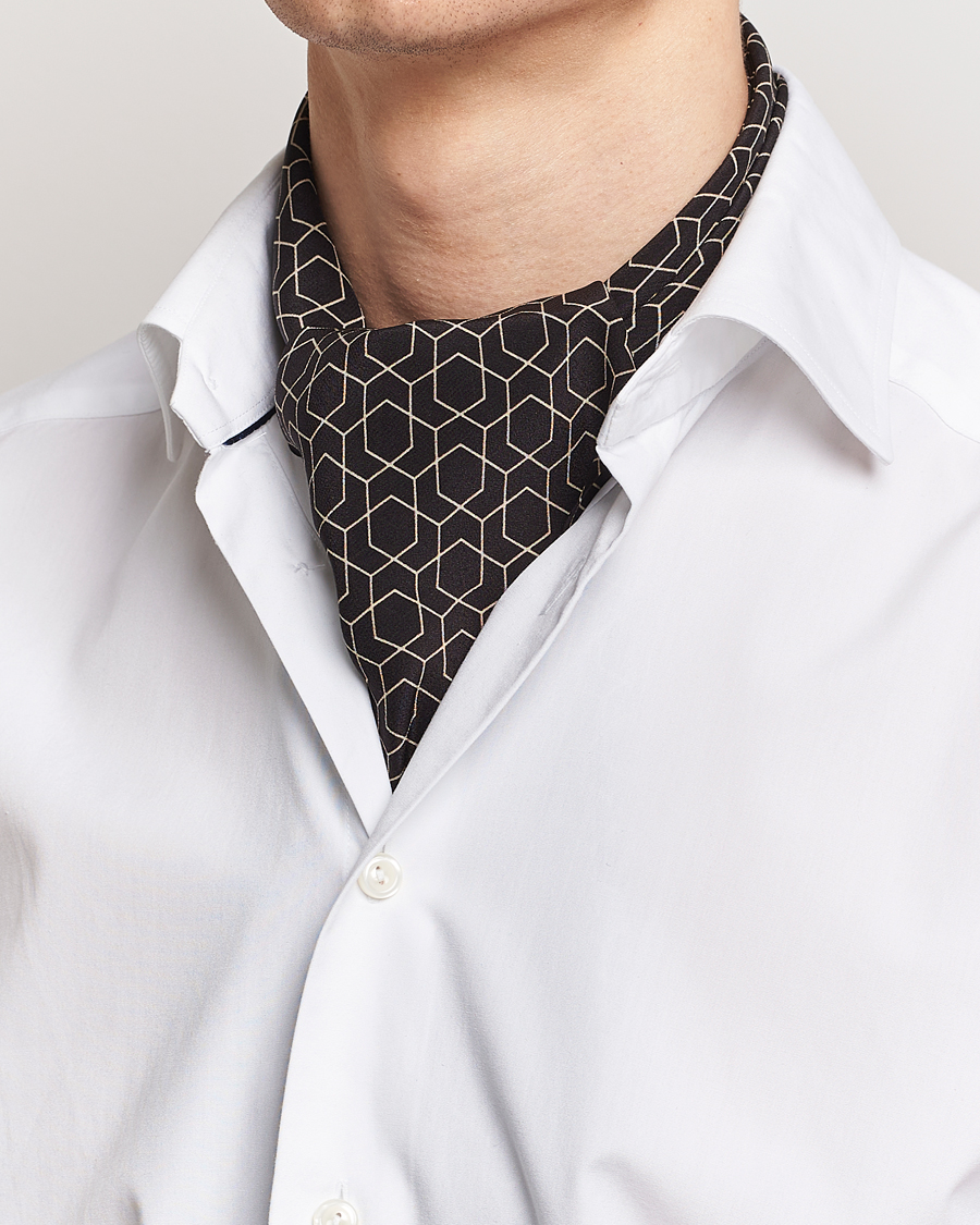 Men | Accessories | Stenströms | Silk Printed Ascot Brown