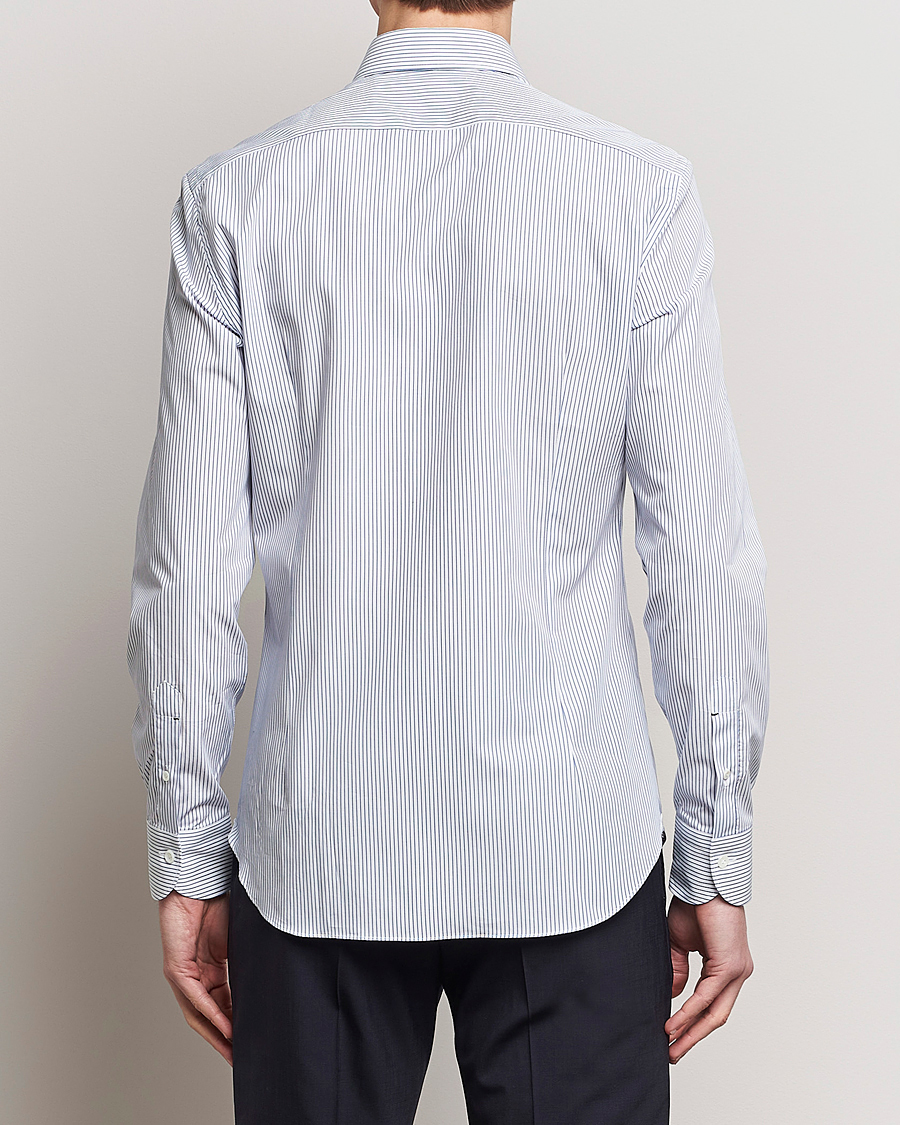 Herren | Hemden | Mazzarelli | Soft Cotton Cut Away Shirt Blue Pinstripe