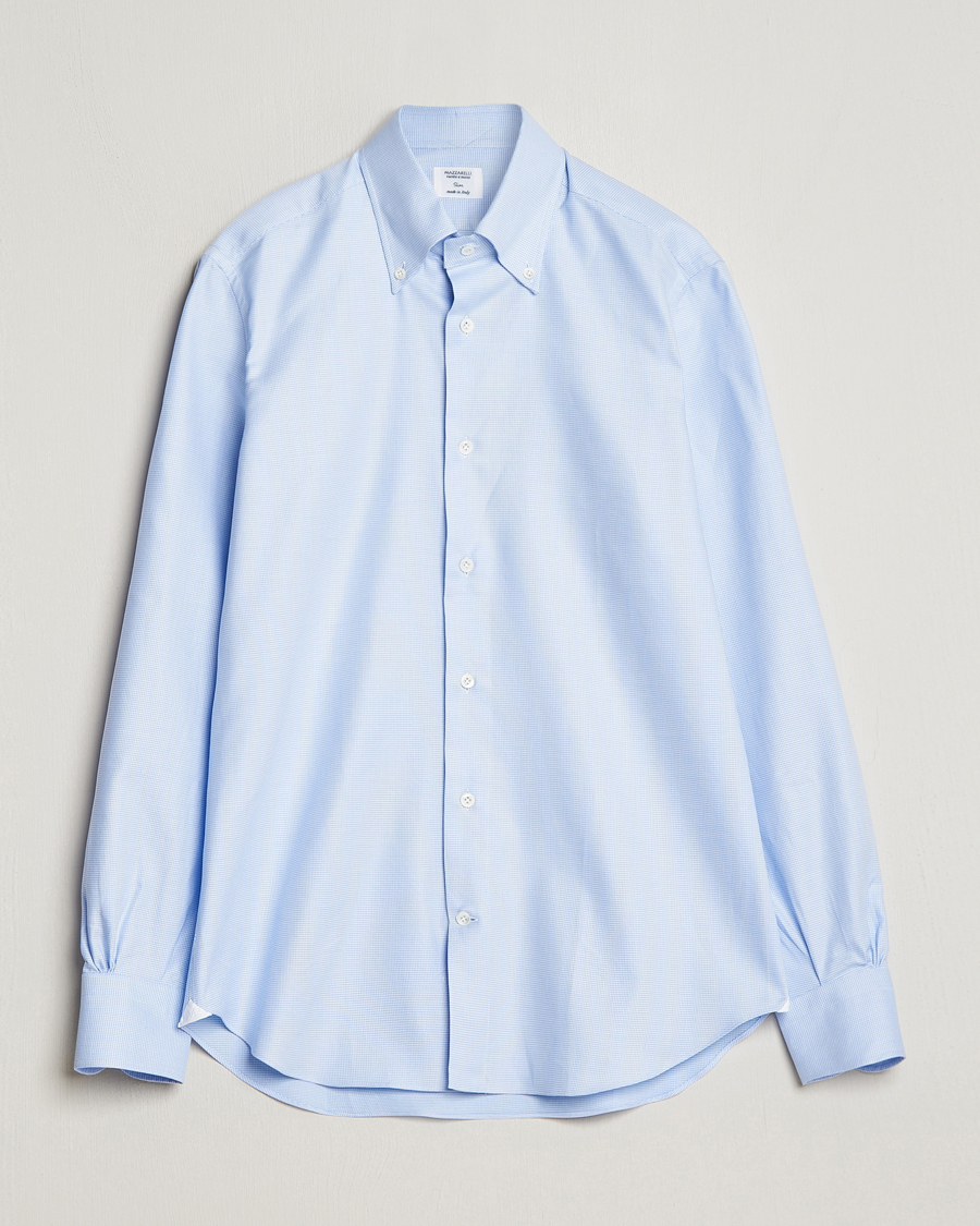Herren | Hemden | Mazzarelli | Soft Cotton Texture Button Down Shirt Light Blue