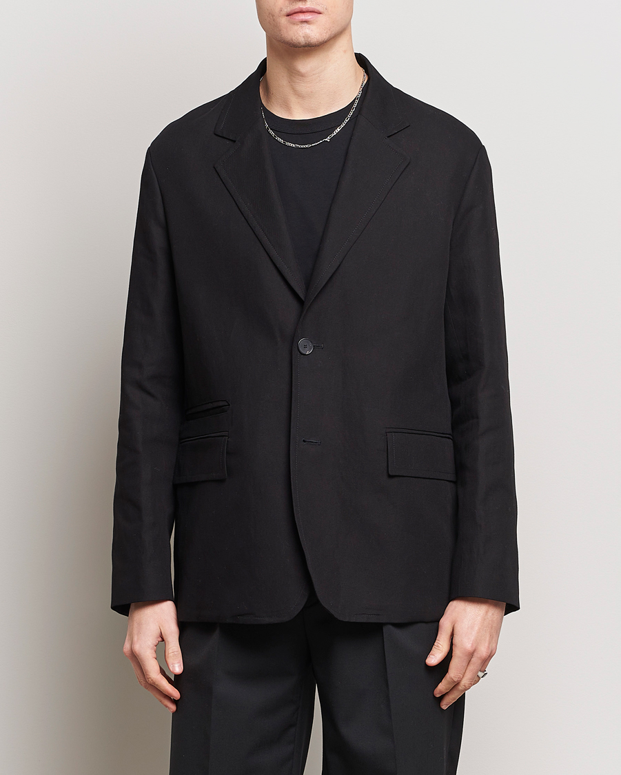 Herren | Lanvin | Lanvin | Deconstructed Cotton/Linen Blazer Black