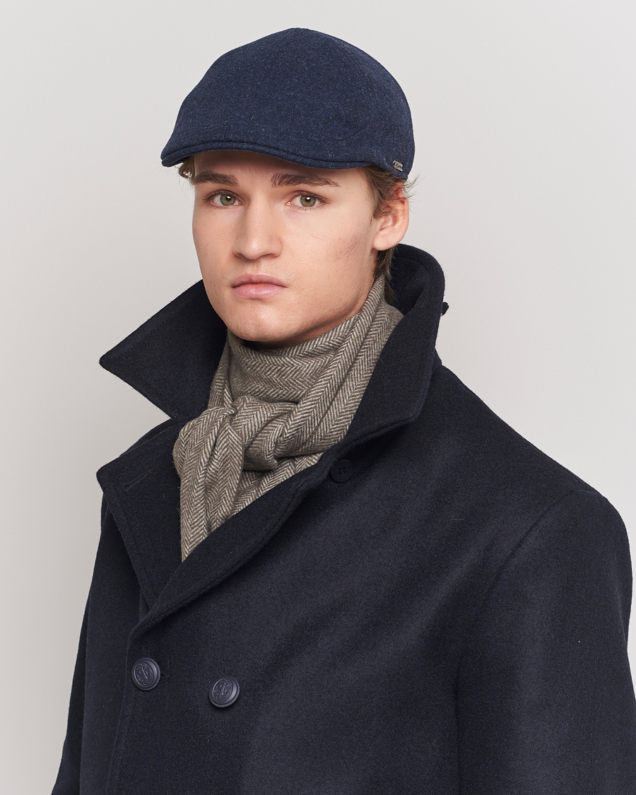 Herren | Hüte & Mützen | Wigéns | Pub Cap Melton Wool Blue Melange