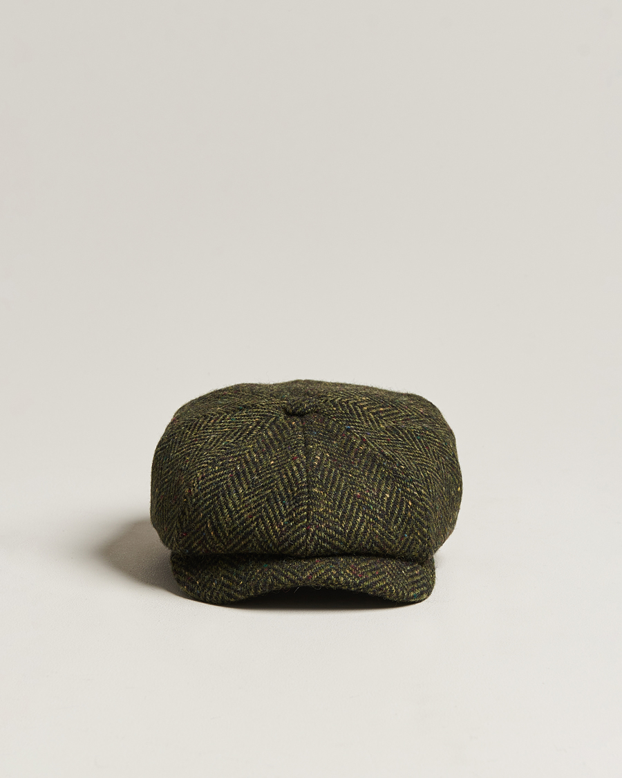 Herren | Hüte & Mützen | Wigéns | Newsboy Retro Donegal Wool Dark Green