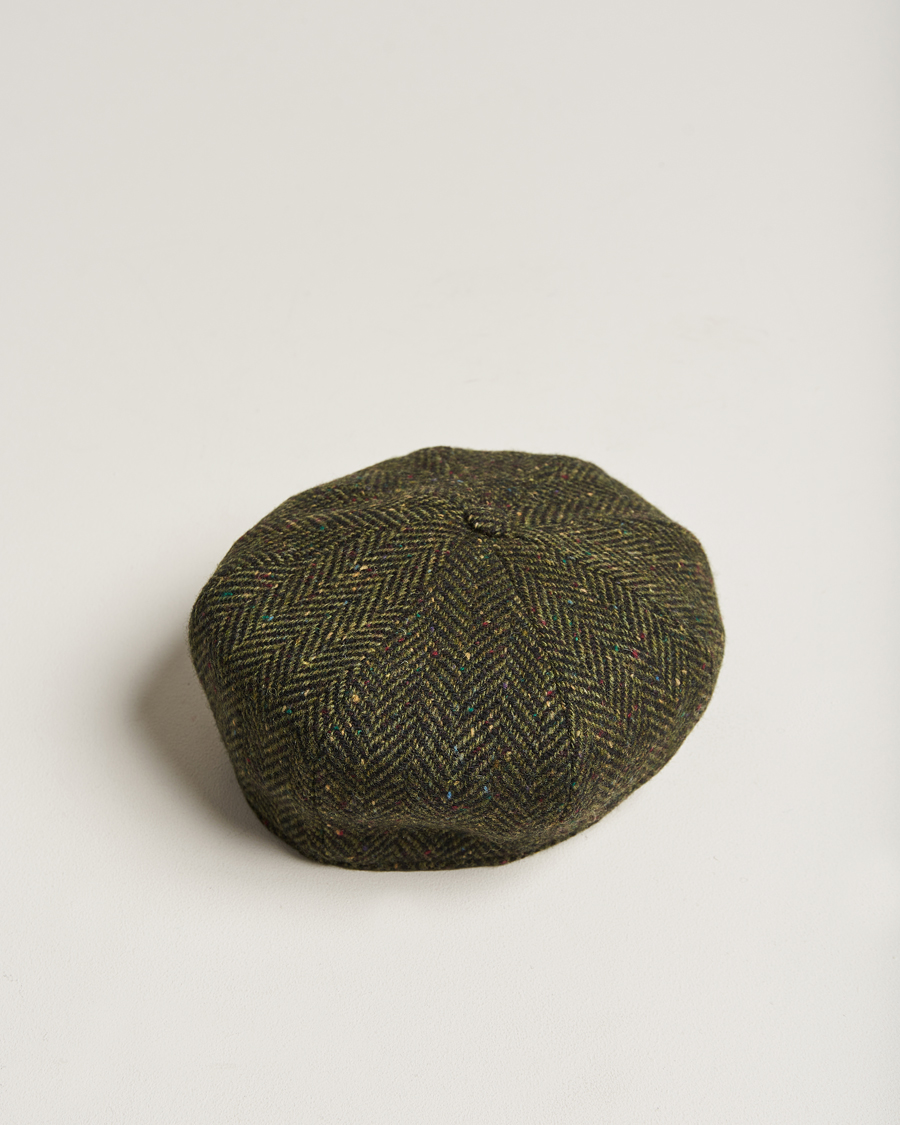 Herren | Hüte & Mützen | Wigéns | Newsboy Retro Donegal Wool Dark Green