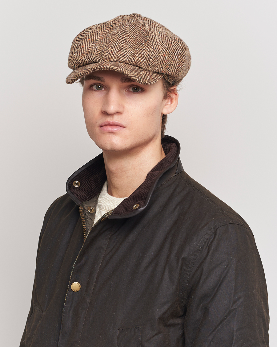 Herren | Hüte & Mützen | Wigéns | Newsboy Retro Donegal Wool Light Brown