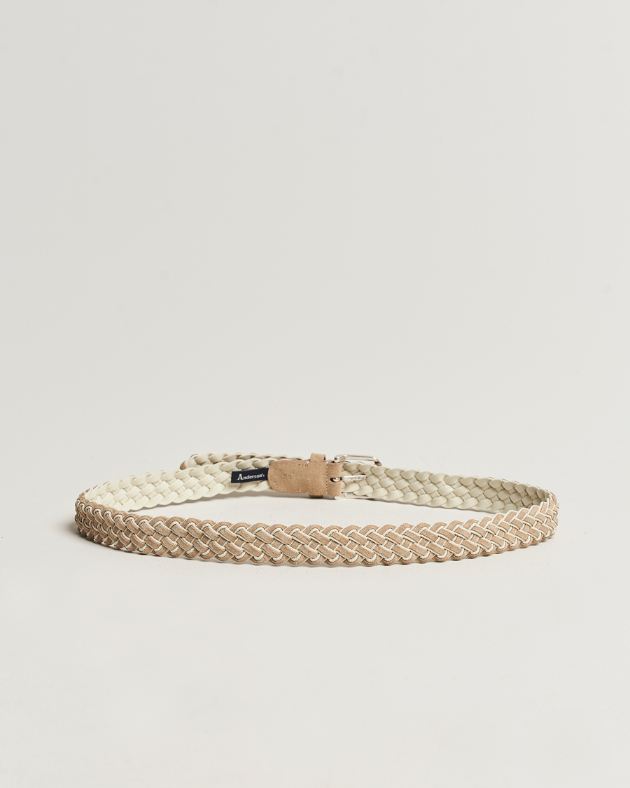 Herren | Italian Department | Anderson's | Woven Suede Mix Belt 3 cm Beige