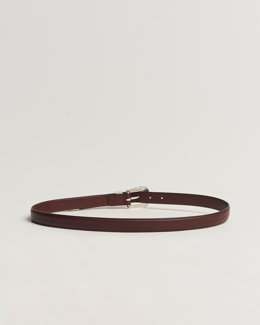 Herren | Anderson's | Anderson's | Grained Western Leather Belt 2,5 cm Dark Brown