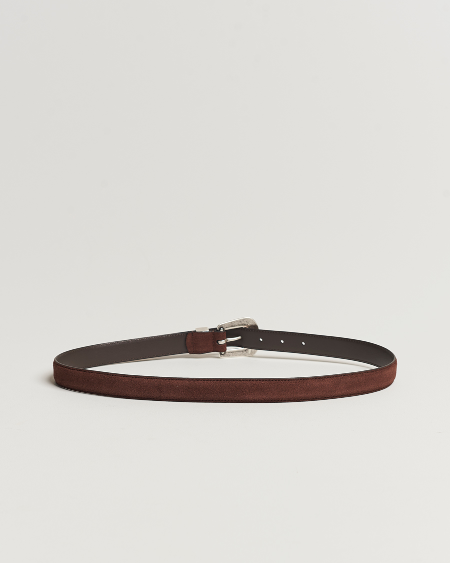 Herr |  | Anderson\'s | Grained Western Suede Belt 2,5 cm Dark Brown