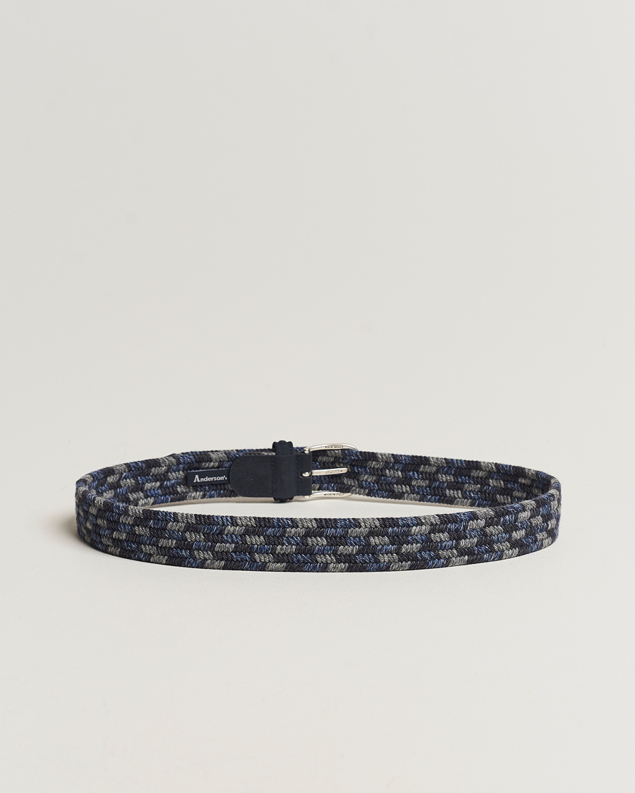 Herren | Italian Department | Anderson's | Braided Wool Belt Navy Multi