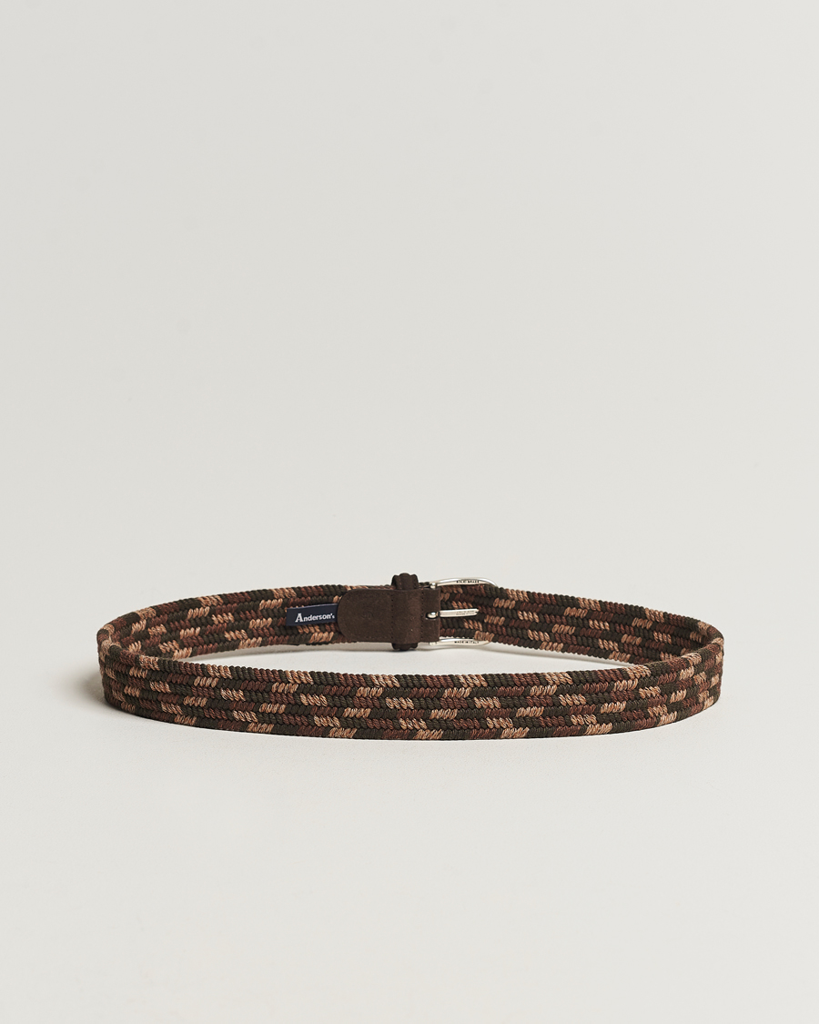 Herren | Italian Department | Anderson's | Braided Wool Belt Dark Brown