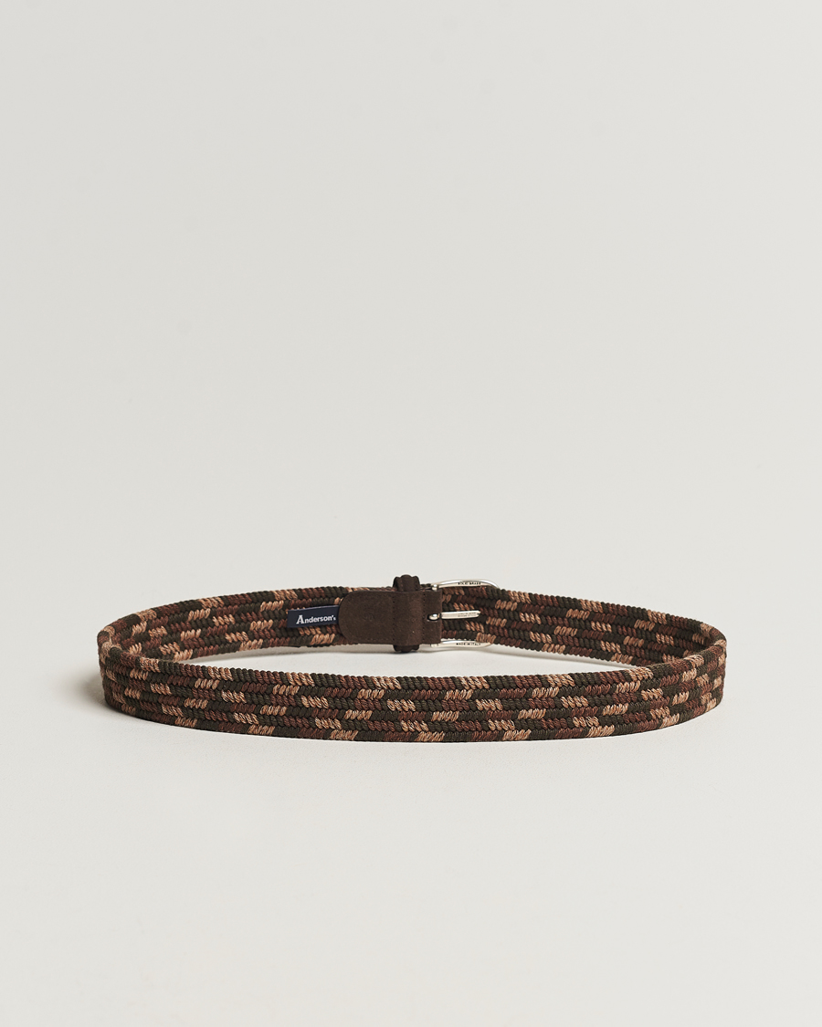 Herren | Geflochtene Gürtel | Anderson's | Braided Wool Belt Dark Brown