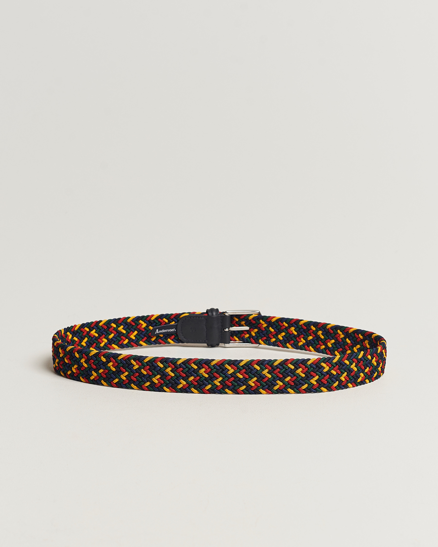 Herren | Business Casual | Anderson's | Stretch Woven 3,5 cm Belt Ivy Multi