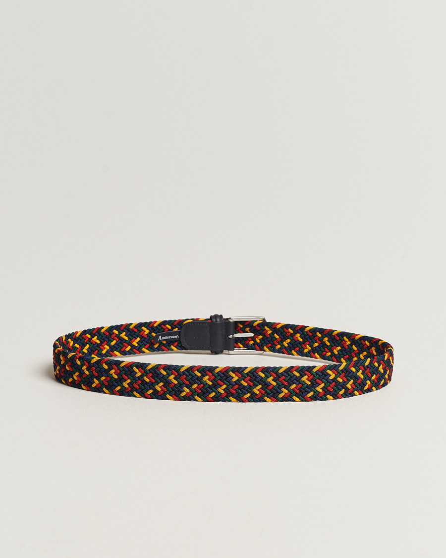 Herren | Italian Department | Anderson's | Stretch Woven 3,5 cm Belt Ivy Multi