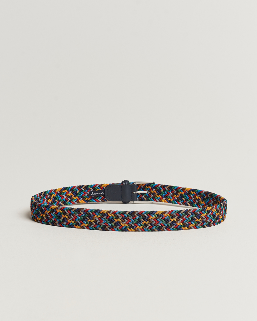 Herren | Italian Department | Anderson's | Stretch Woven 3,5 cm Belt Dark Multi