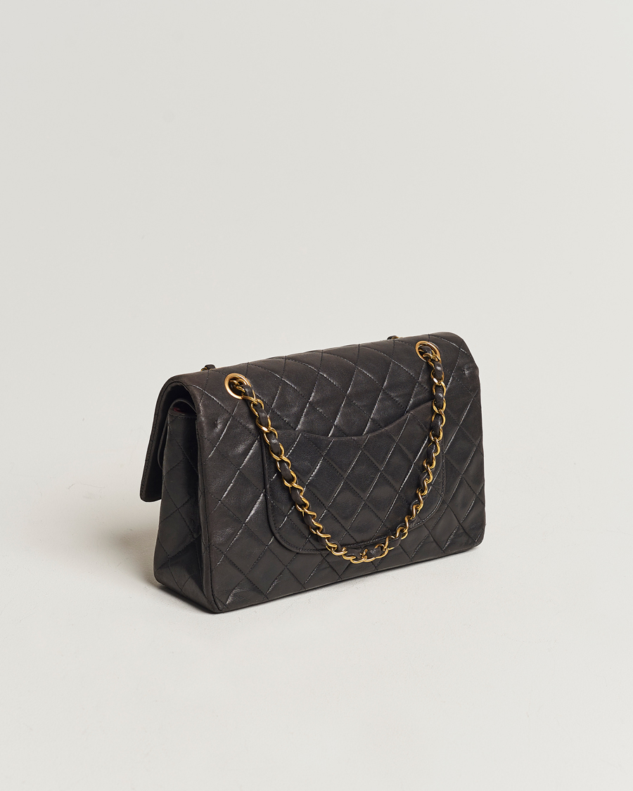 Chanel Pre Owned Classic Medium Flap Bag Calf Leather Black