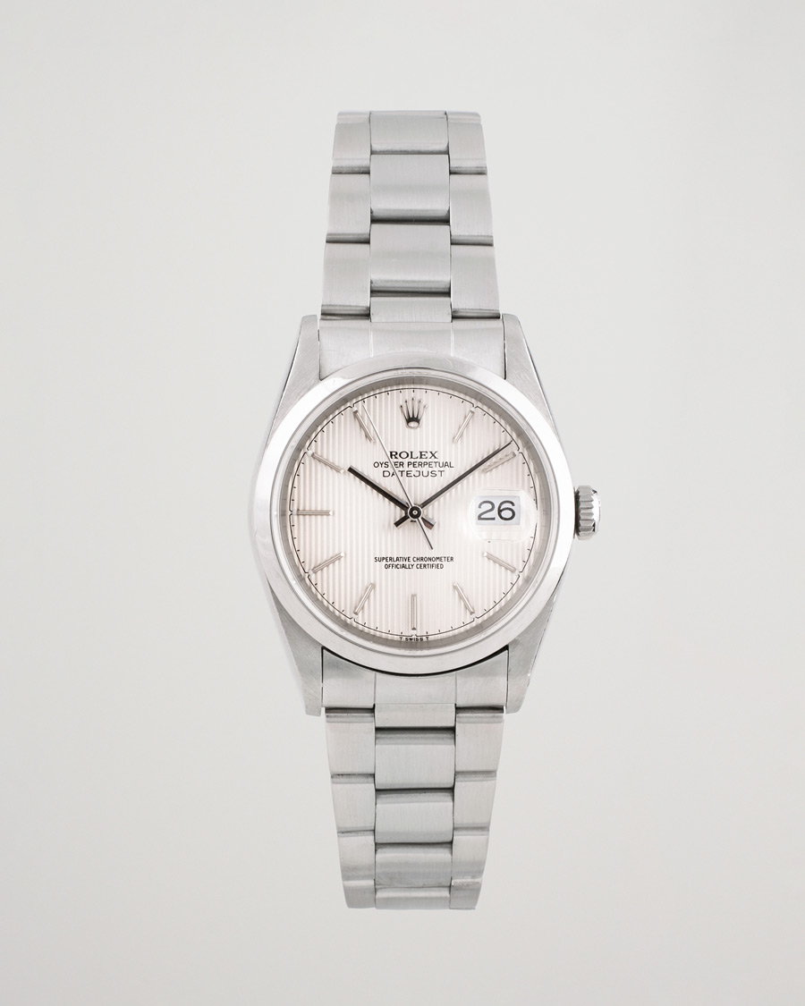 Herren | Rolex Pre-Owned Datejust 16200 Oyster Perpetual Steel White Silver | Rolex Pre-Owned | Datejust 16200 Oyster Perpetual Steel White Silver