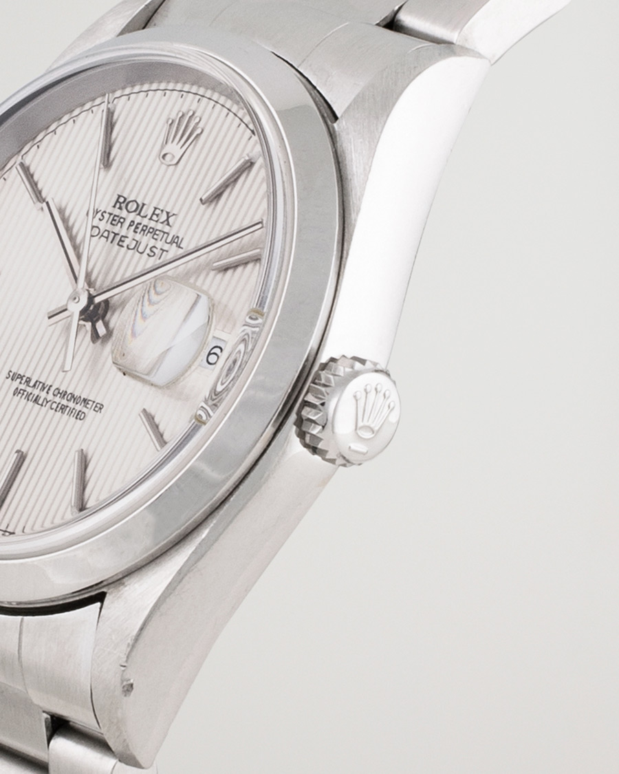 Herren | Rolex Pre-Owned Datejust 16200 Oyster Perpetual Steel White Silver | Rolex Pre-Owned | Datejust 16200 Oyster Perpetual Steel White Silver