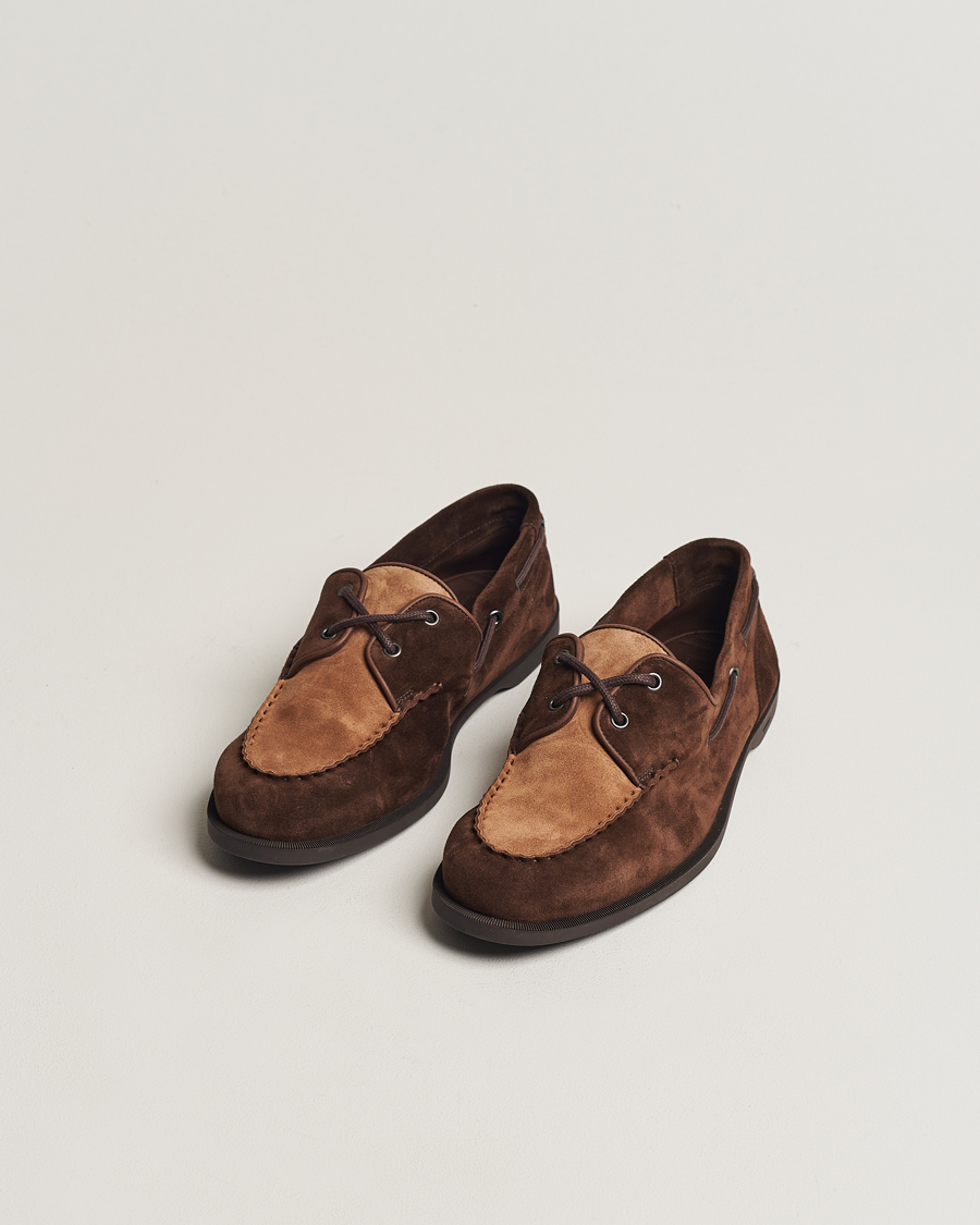 Herre | John Lobb | John Lobb | Soil Boat Shoe Dark Brown/Cognac Suede