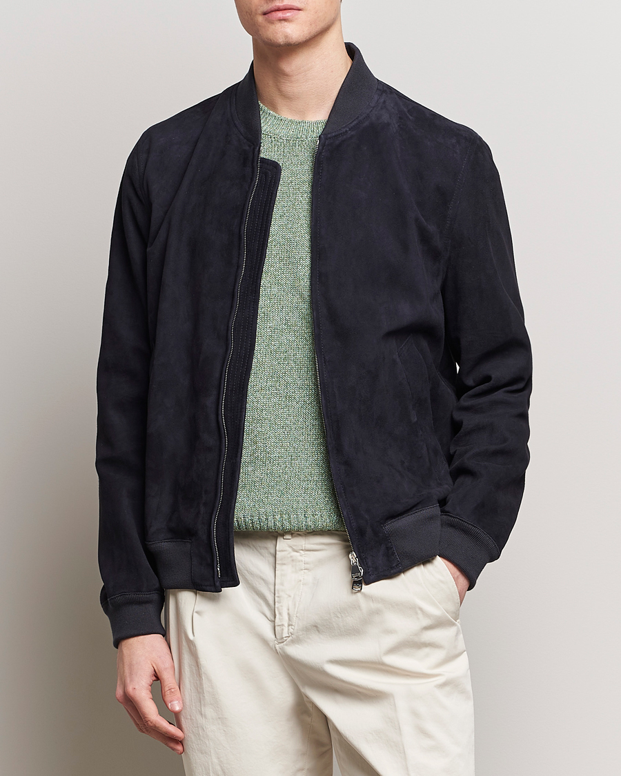 Herren | Italian Department | Valstar | Zip Suede Jacket Navy