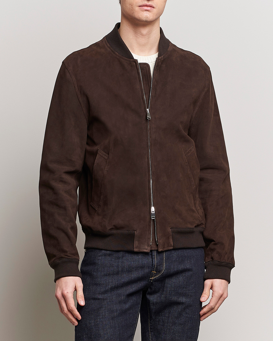 Herren | Italian Department | Valstar | Zip Suede Jacket Dark Brown