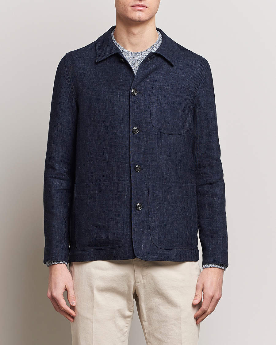 Herr | Altea | Altea | Wool/Linen Chore Jacket Navy