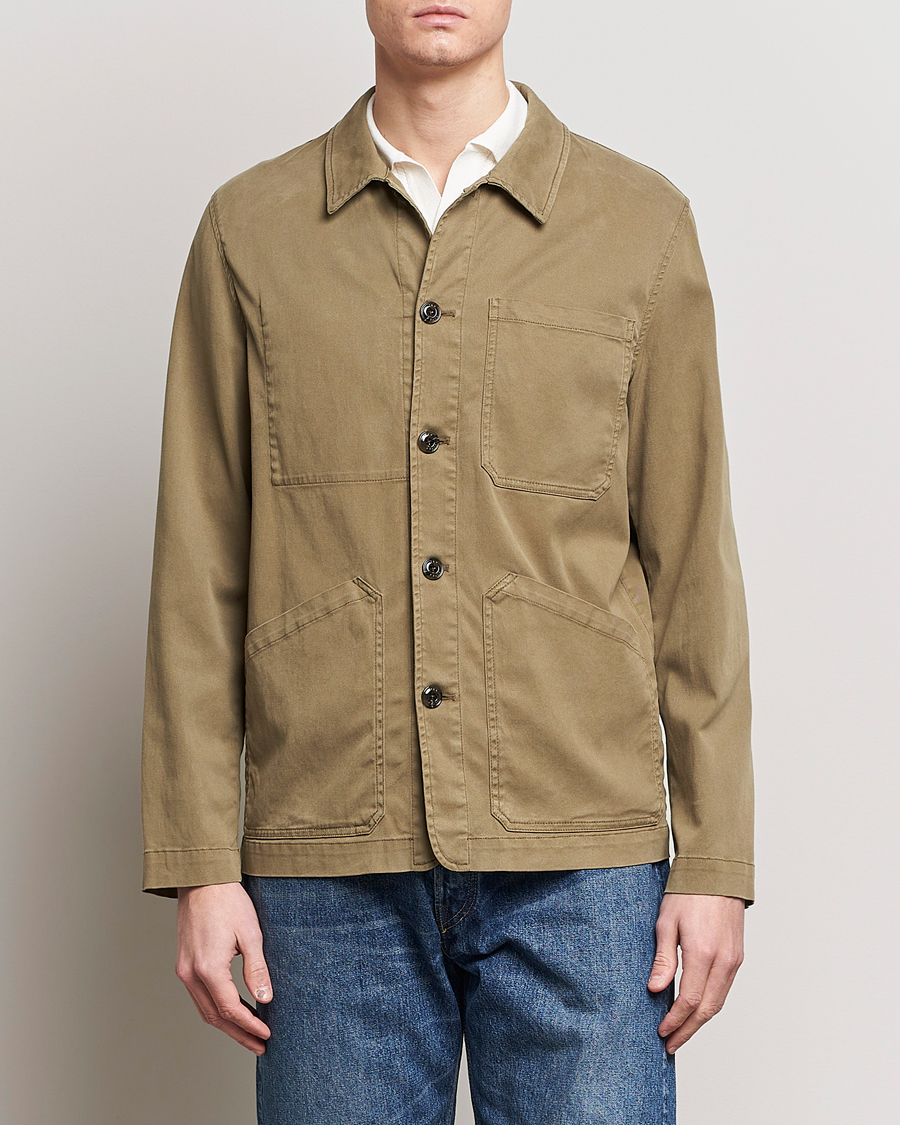 Men |  | Altea | Soft Cotton Shirt Jacket Olive