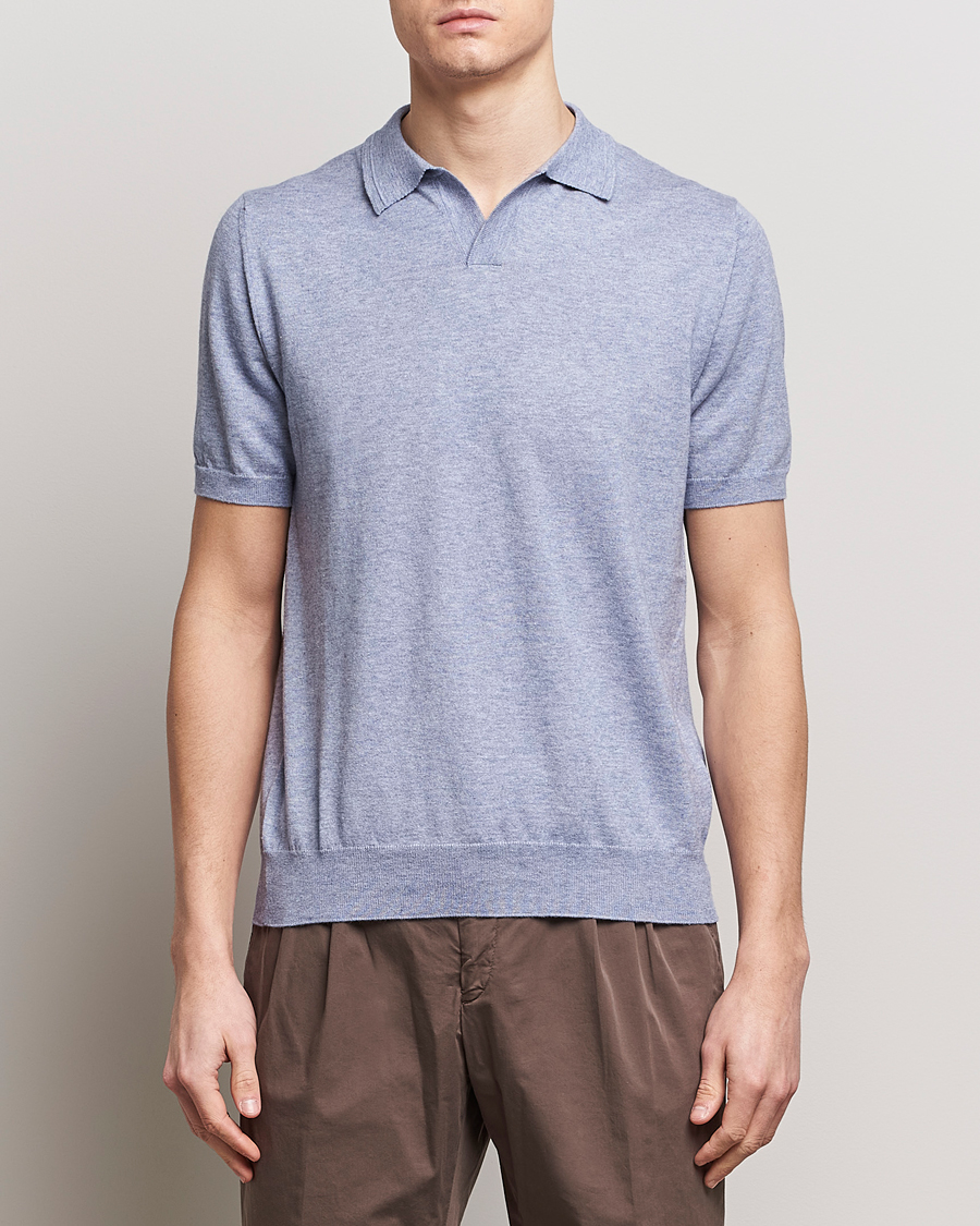 Herren | Kurzarm-Poloshirts | Altea | Cotton/Cashmere Polo Shirt Light Blue