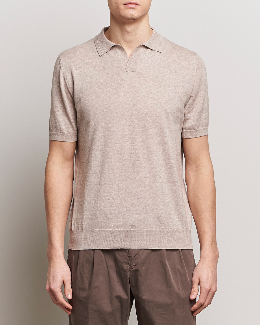 Herren | Kurzarm-Poloshirts | Altea | Cotton/Cashmere Polo Shirt Beige