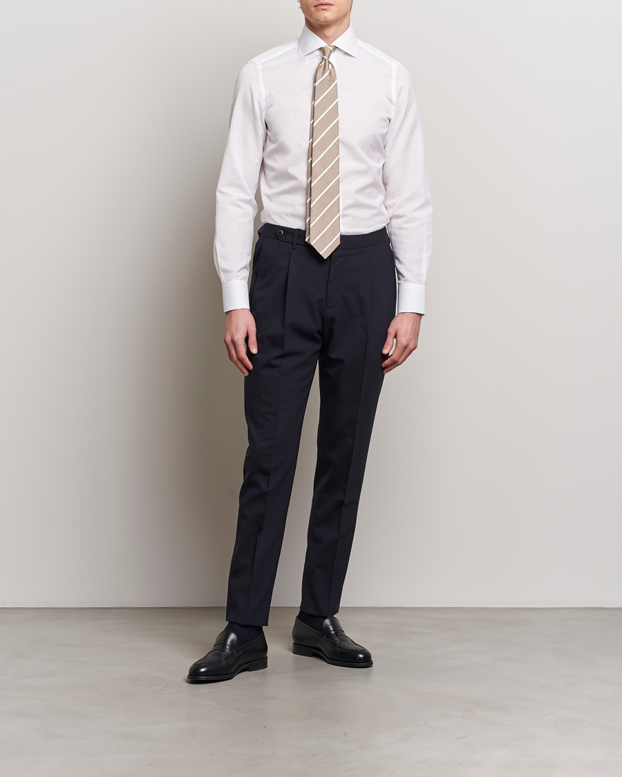 Herr | Italian Department | Finamore Napoli | Milano Slim Linen Dress Shirt White