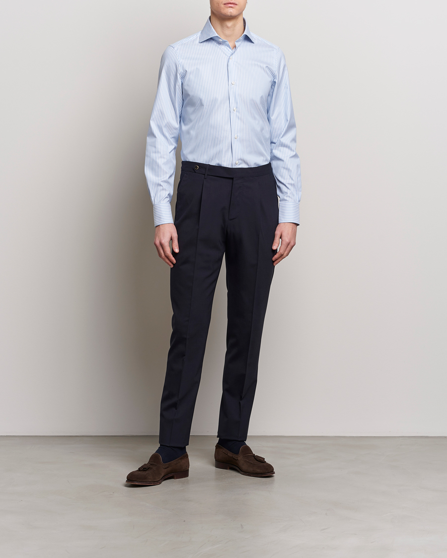Herren | Businesshemden | Finamore Napoli | Milano Slim Royal Oxford Shirt Blue Stripe