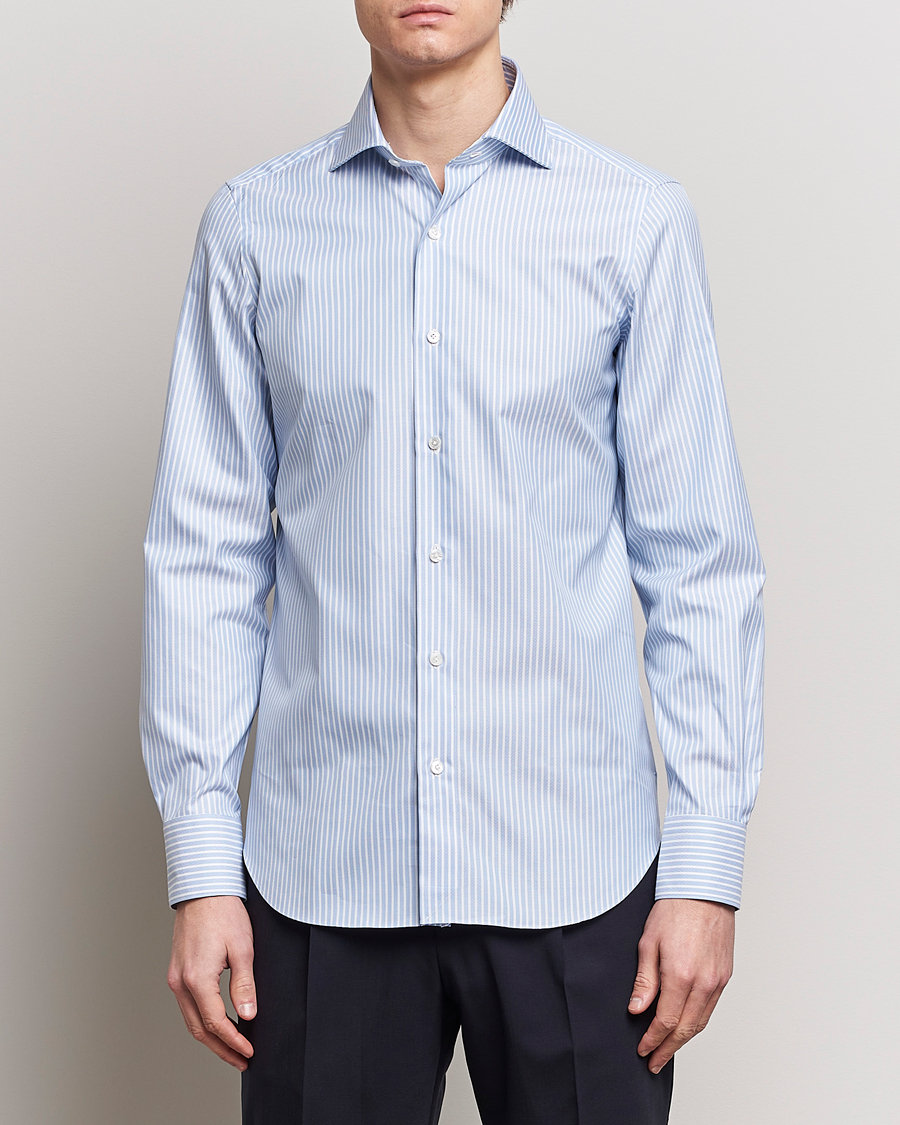 Herren | Finamore Napoli | Finamore Napoli | Milano Slim Royal Oxford Shirt Blue Stripe