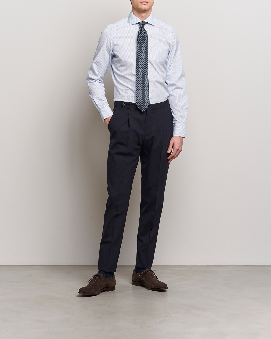 Herren | Hemden | Finamore Napoli | Milano Slim Giza 170 Dress Shirt Light Blue