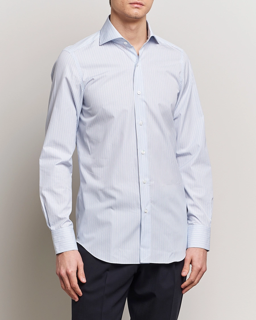 Herren | Formelle Hemden | Finamore Napoli | Milano Slim Giza 170 Dress Shirt Light Blue 