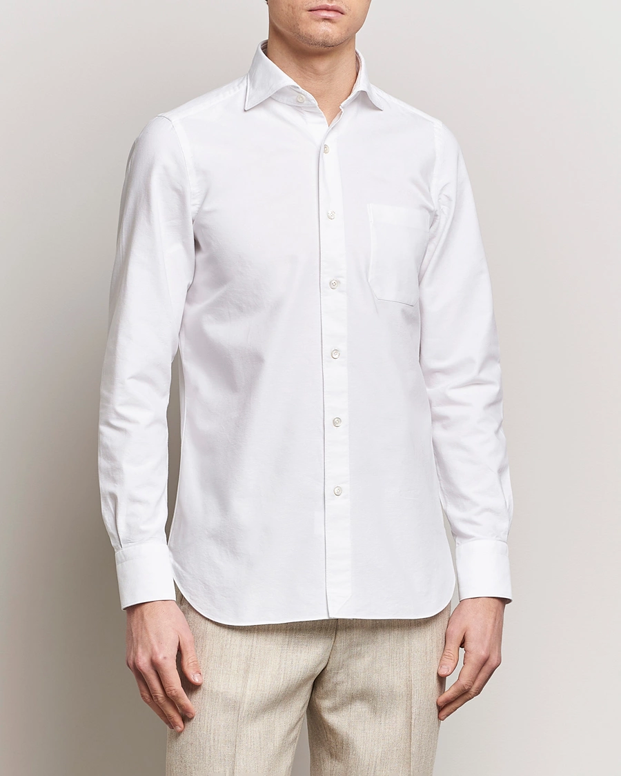 Men | Casual Shirts | Finamore Napoli | Gaeta Chambray Shirt White